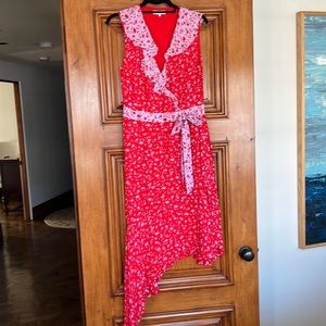 Red and lavender summer sun dress by Parker size 8.
